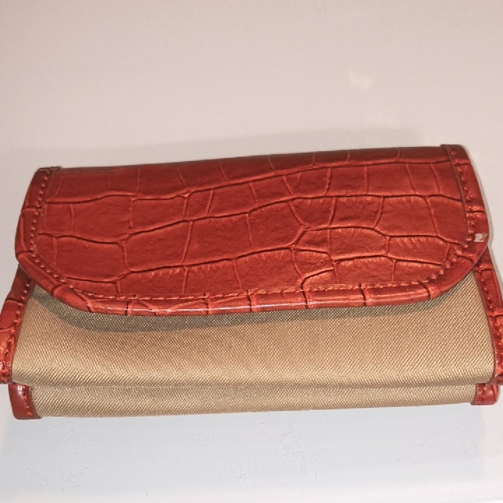 Crocodile Embossed Red and Tan Wallet